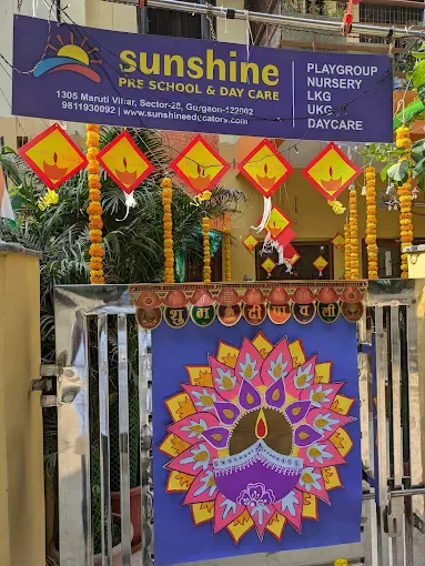 Sunshine School entrance decorated